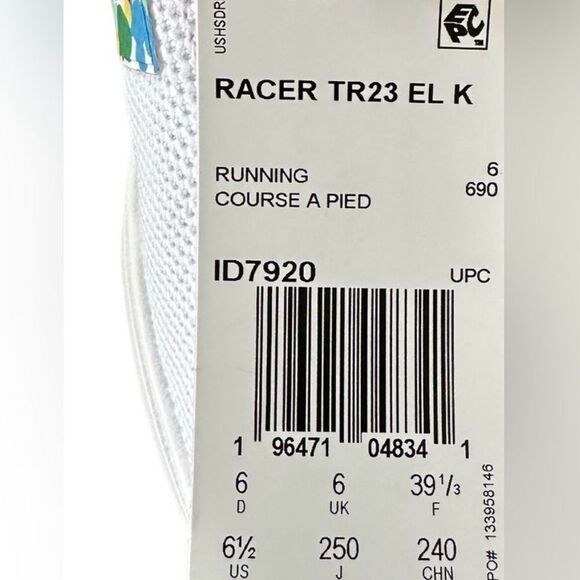 Adidas Racer TR 23 EL Big Kids 6.5 ID7920 White with Geometric Designs - Picture 11 of 12